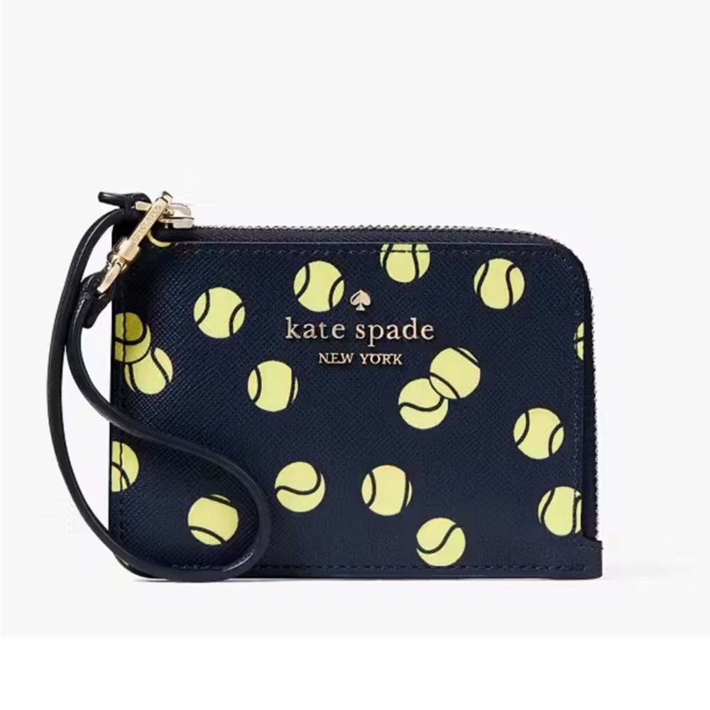 Kate spade tossed tennis ball printed blazer blue wallet wristlet 🎾